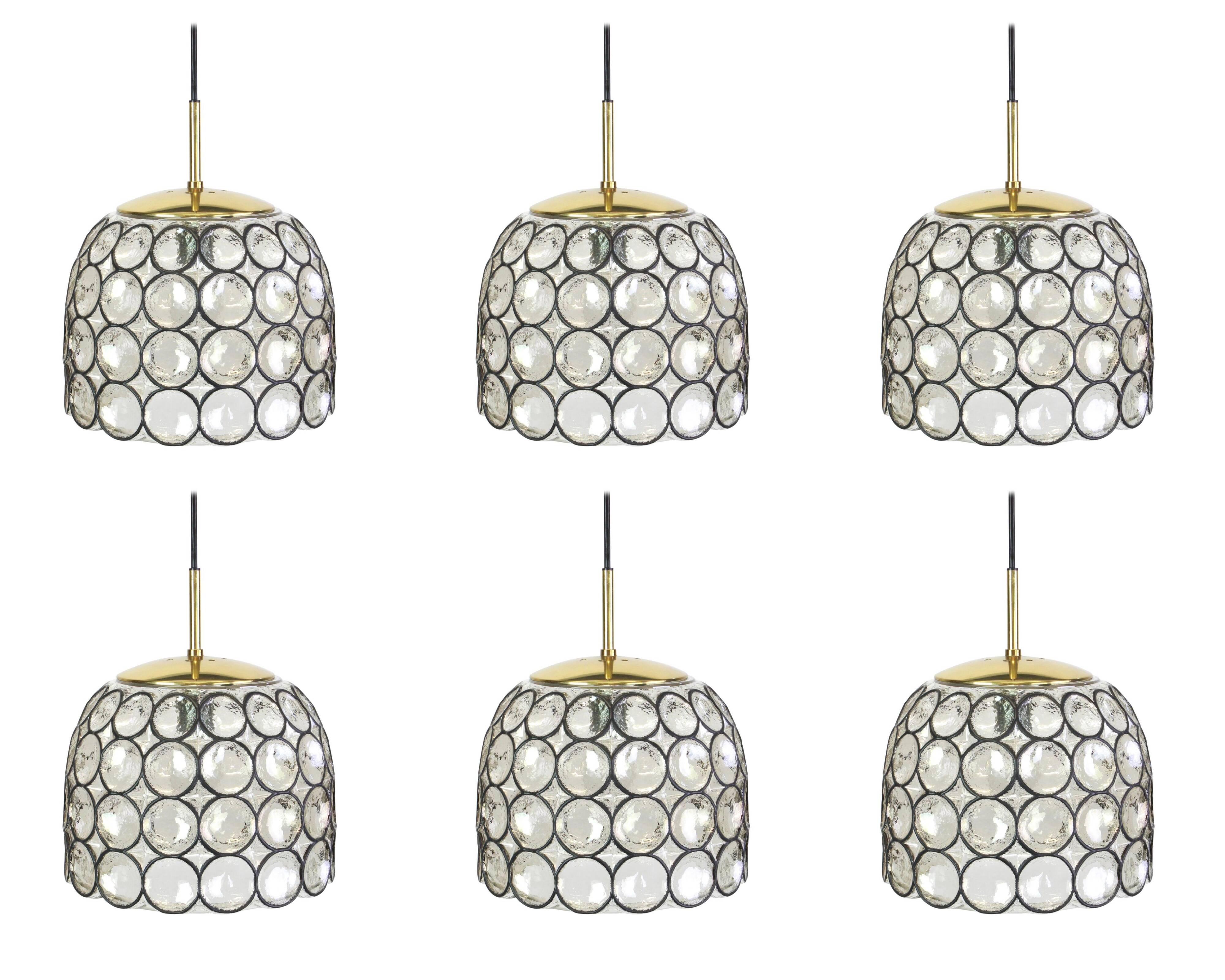 Iron and clear glass pendant from Limburg, Germany, 1960s.