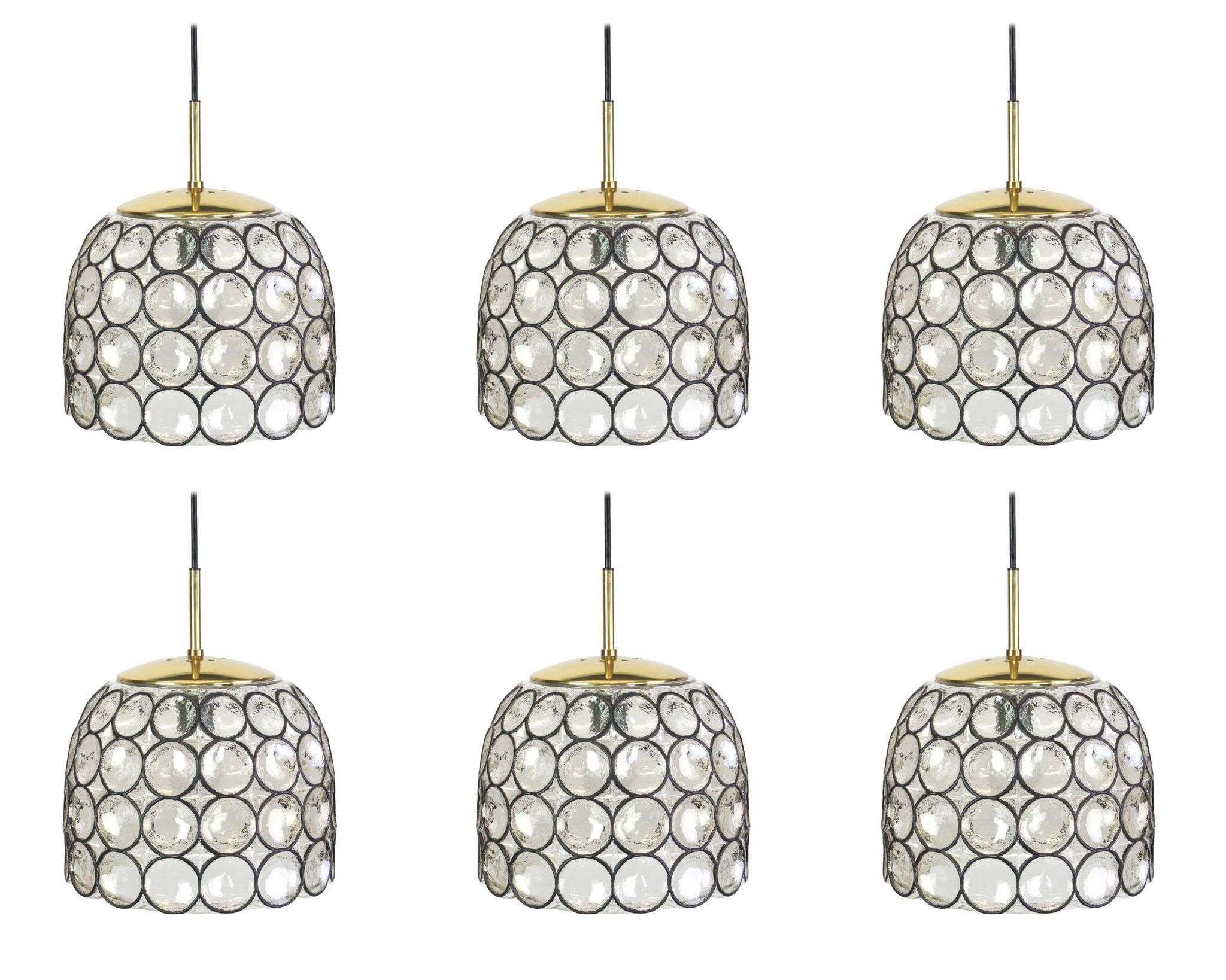 Iron and clear glass pendant from Limburg, Germany, 1960s.