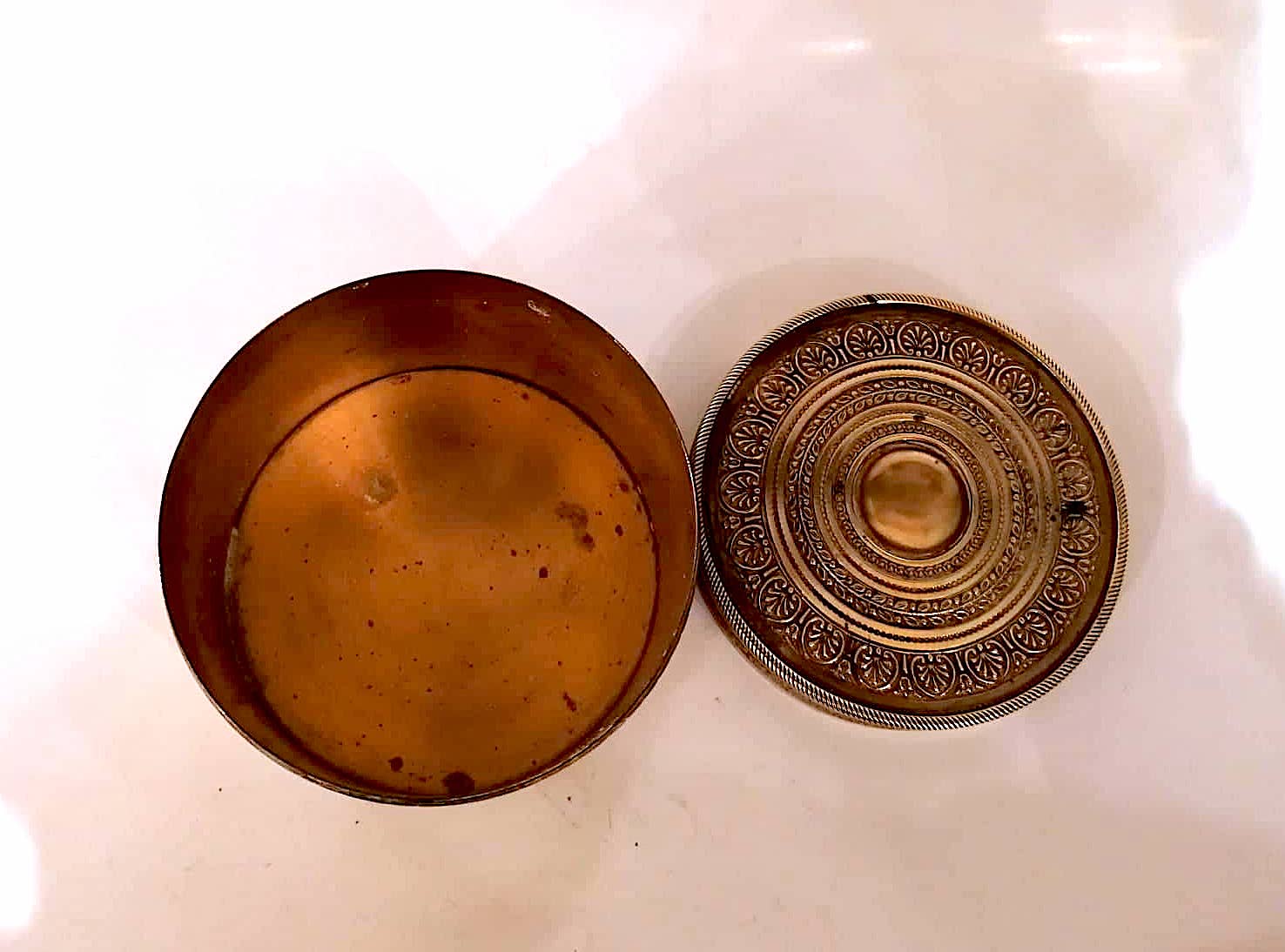 19th century brass round box