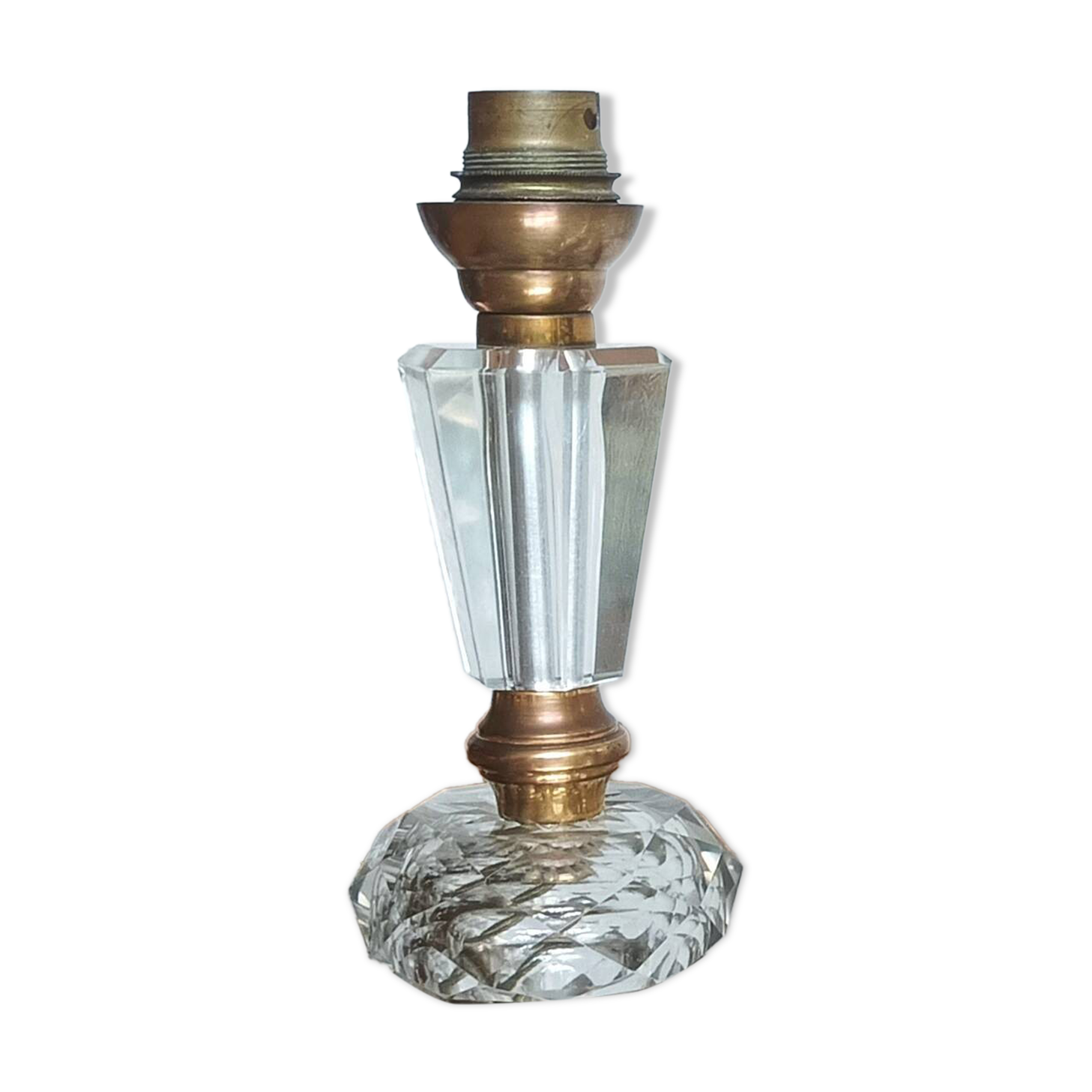 Crystal and brass lamp base