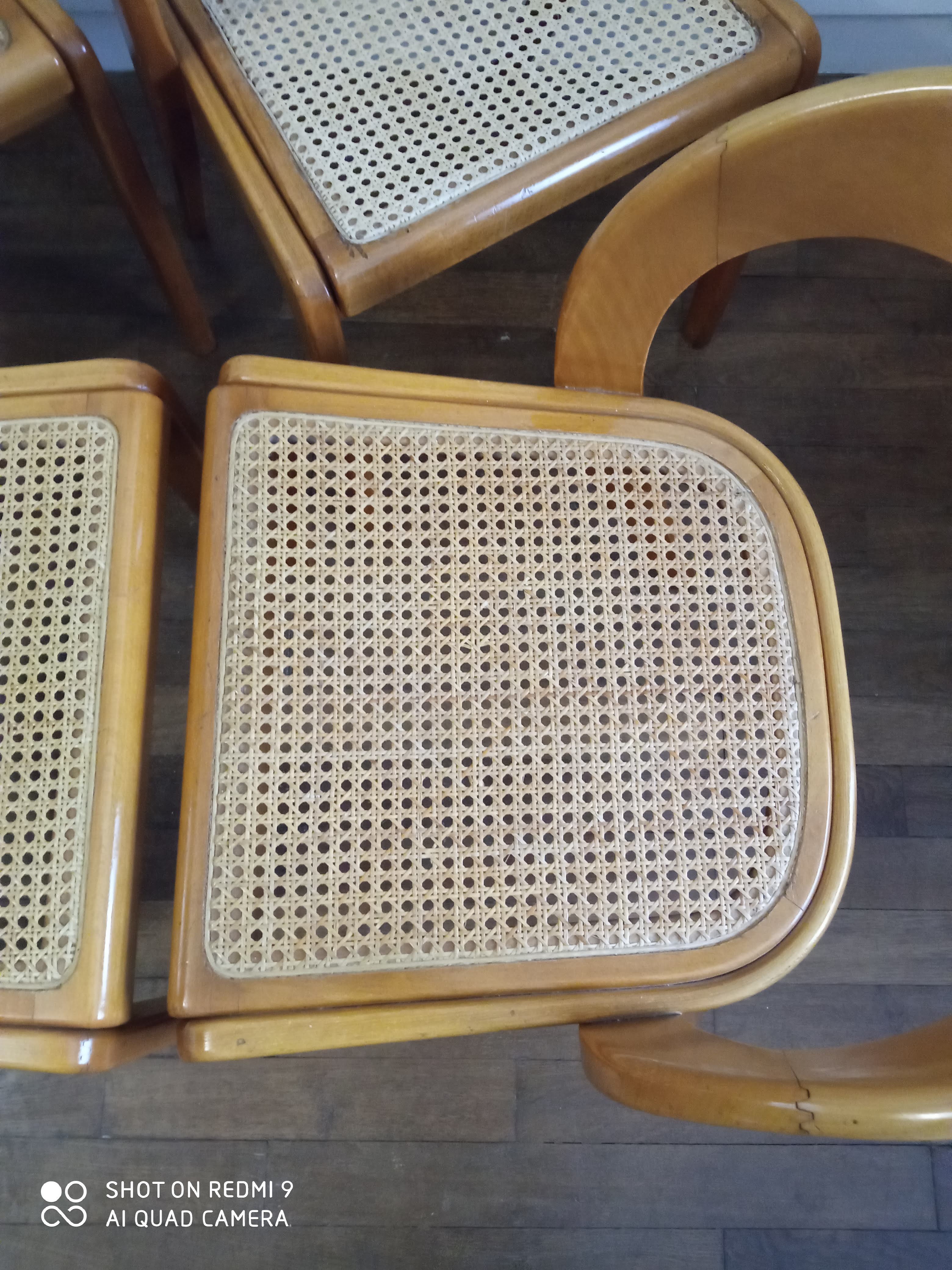 Baumann chairs model gondola in beech and cannage 1970