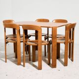 Beech dining set by Bruno Rey for Kusch & Co., Set of 7