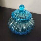 Blue blown glass candy box