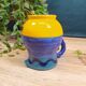 Carafe en Grès Bleu et Jaune à Motifs
