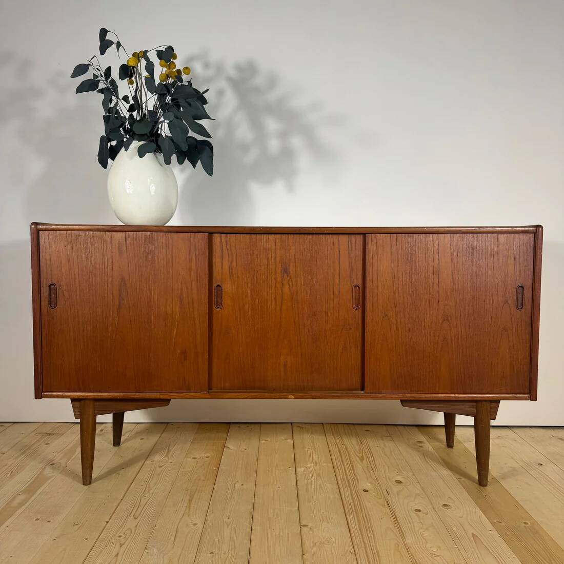 Teak sideboard with sliding doors – vintage Scandinavian design