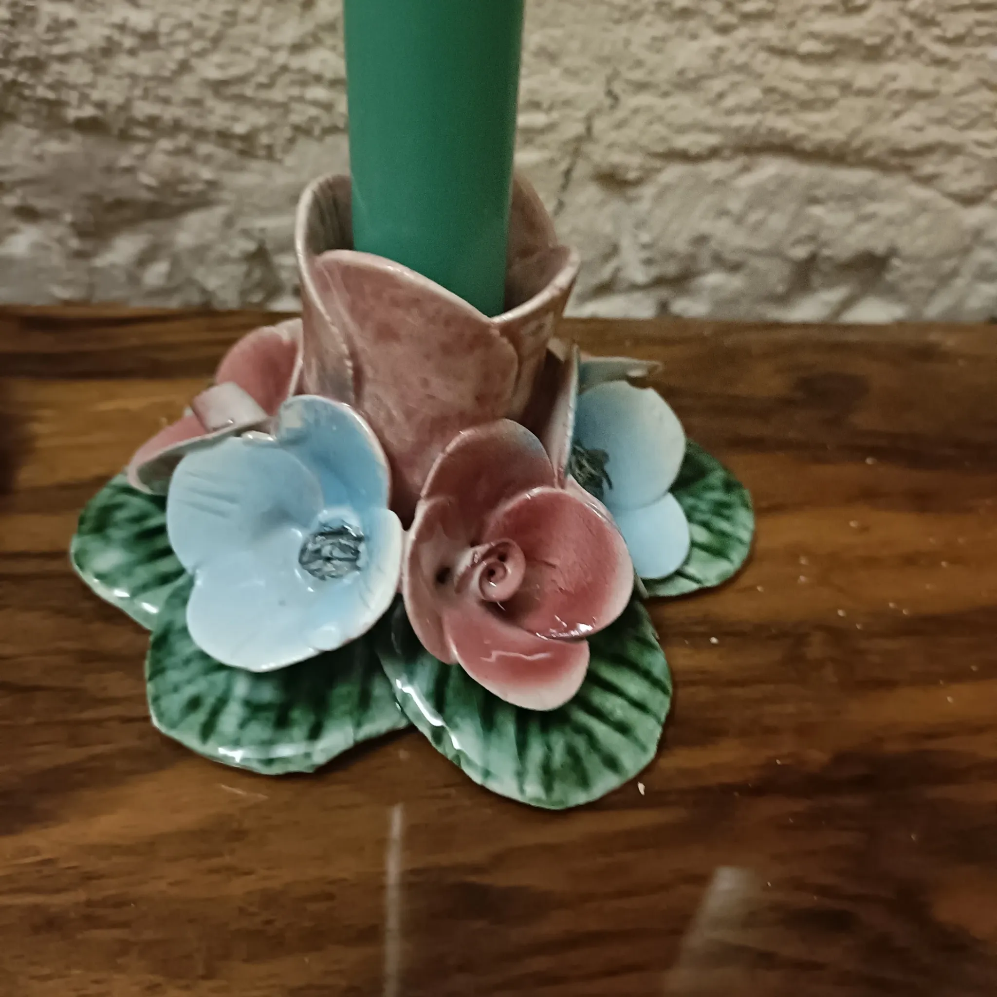 Pair of Italian ceramic candle holders