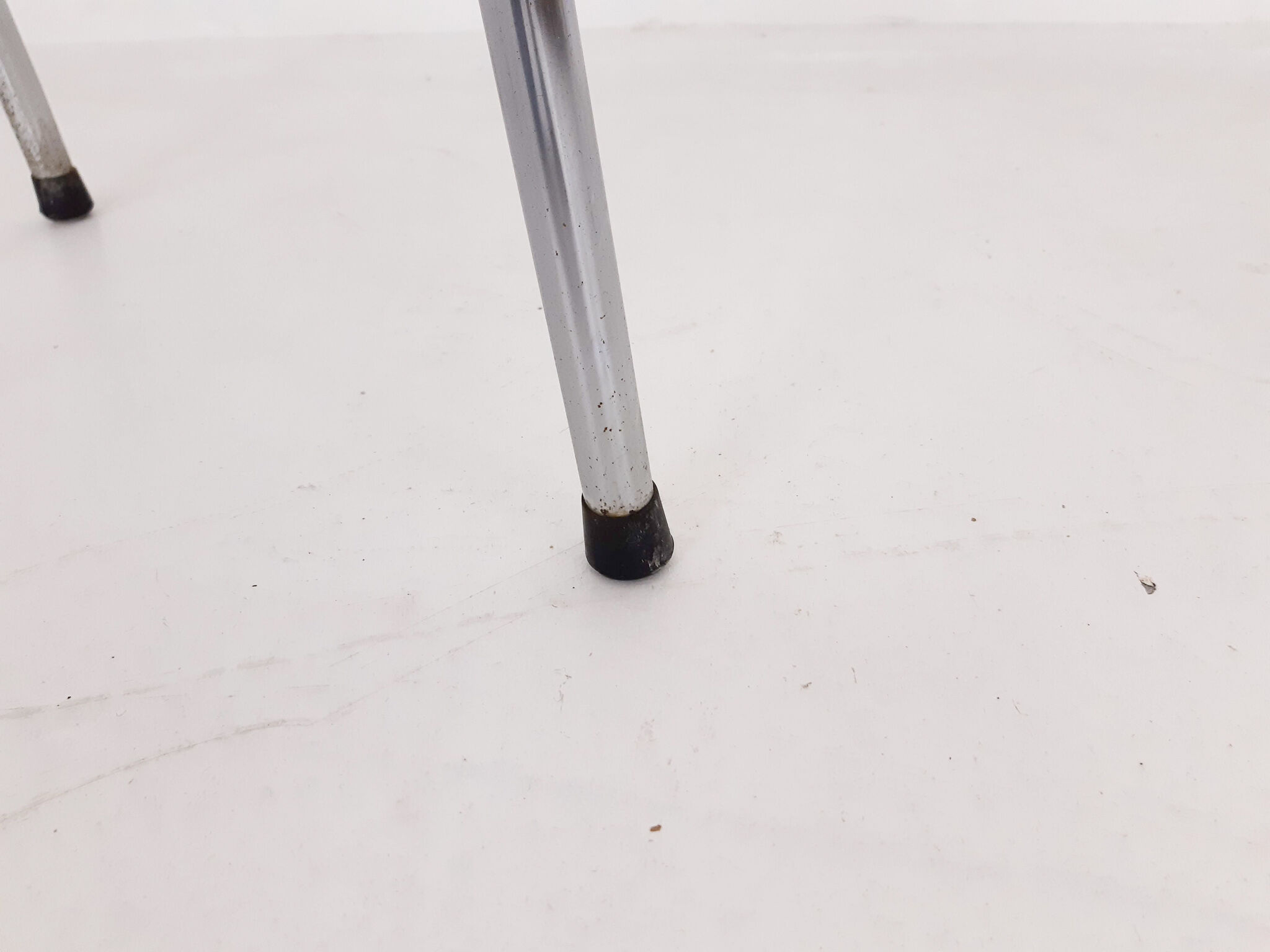 Set of 3 chrome stools with cognac leather seating, 1960's