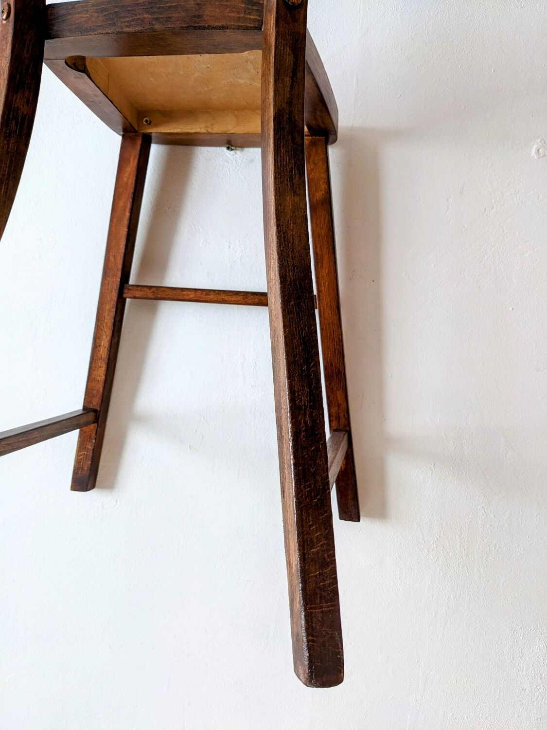High chair in varnished wood 50s