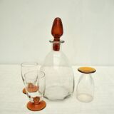 Set of 10 cup and carafe glasses