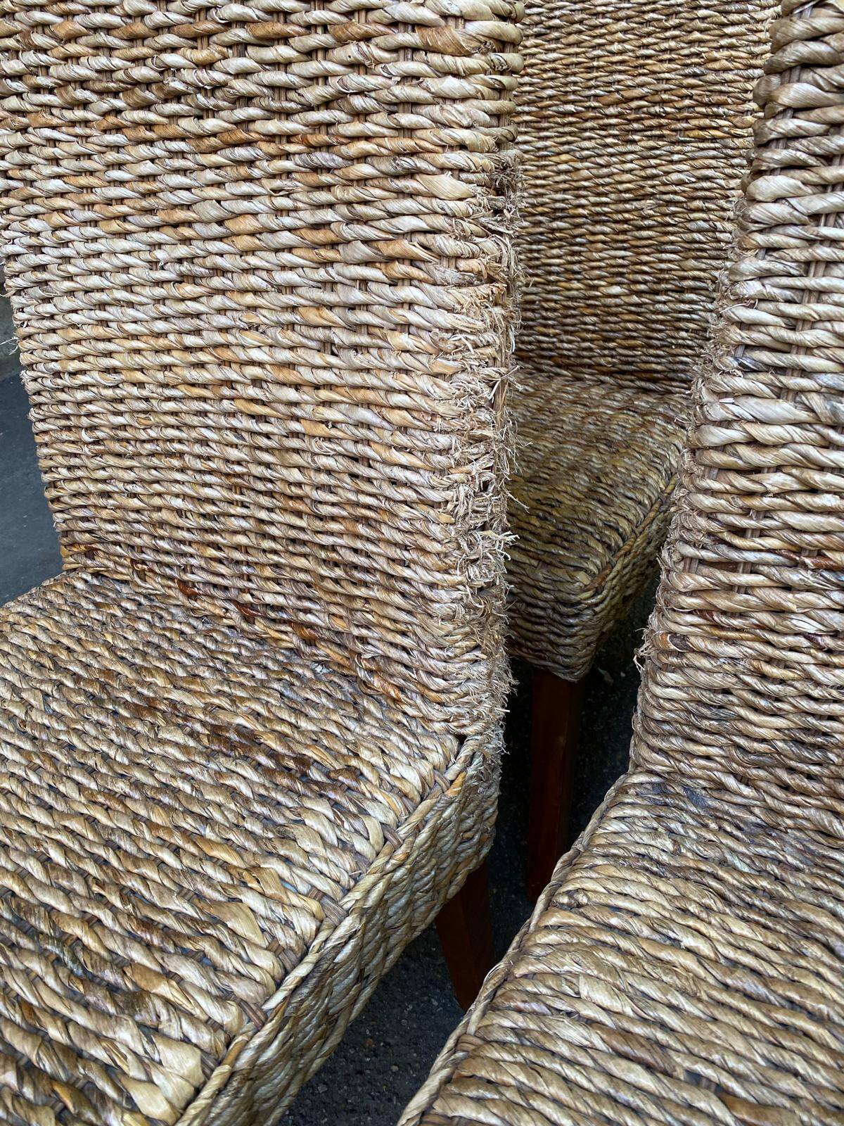 6 abaca banana rattan chairs