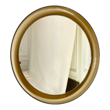 Mid-century round wall mirror in smoked acrylic glass by guzzini, italy, 1970