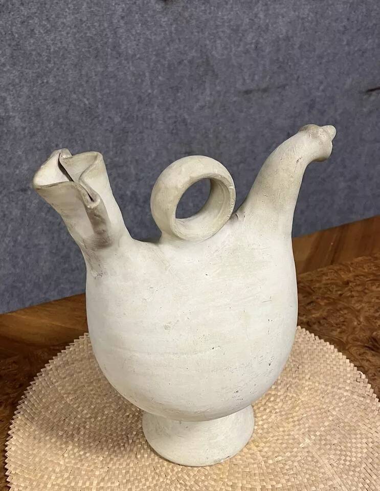Antique Spanish water jug in terracotta or white pottery circa 1900