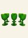 Six green glass wine glasses, Marinha Grande (IVIMA), diamond point.
