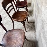 Set of 4 Fischel bistro chairs crocodile model 1930