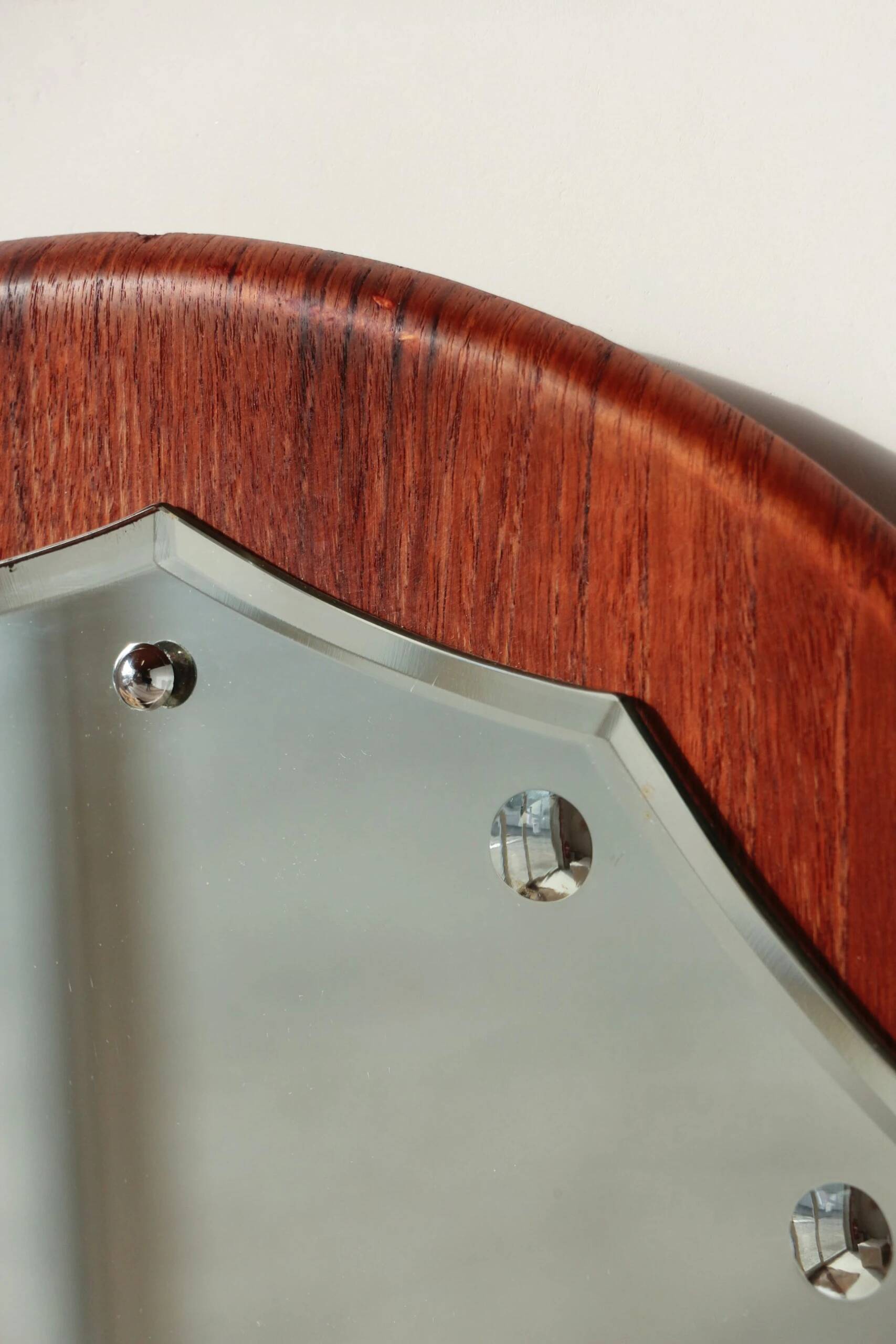 Vintage round teak mirror from the 1960s.