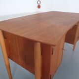 Vintage Danish Curved Teak Desk, 1960s