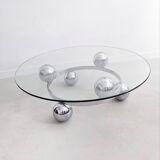 Chrome & Glass Sputnik Coffee Table 1960's
