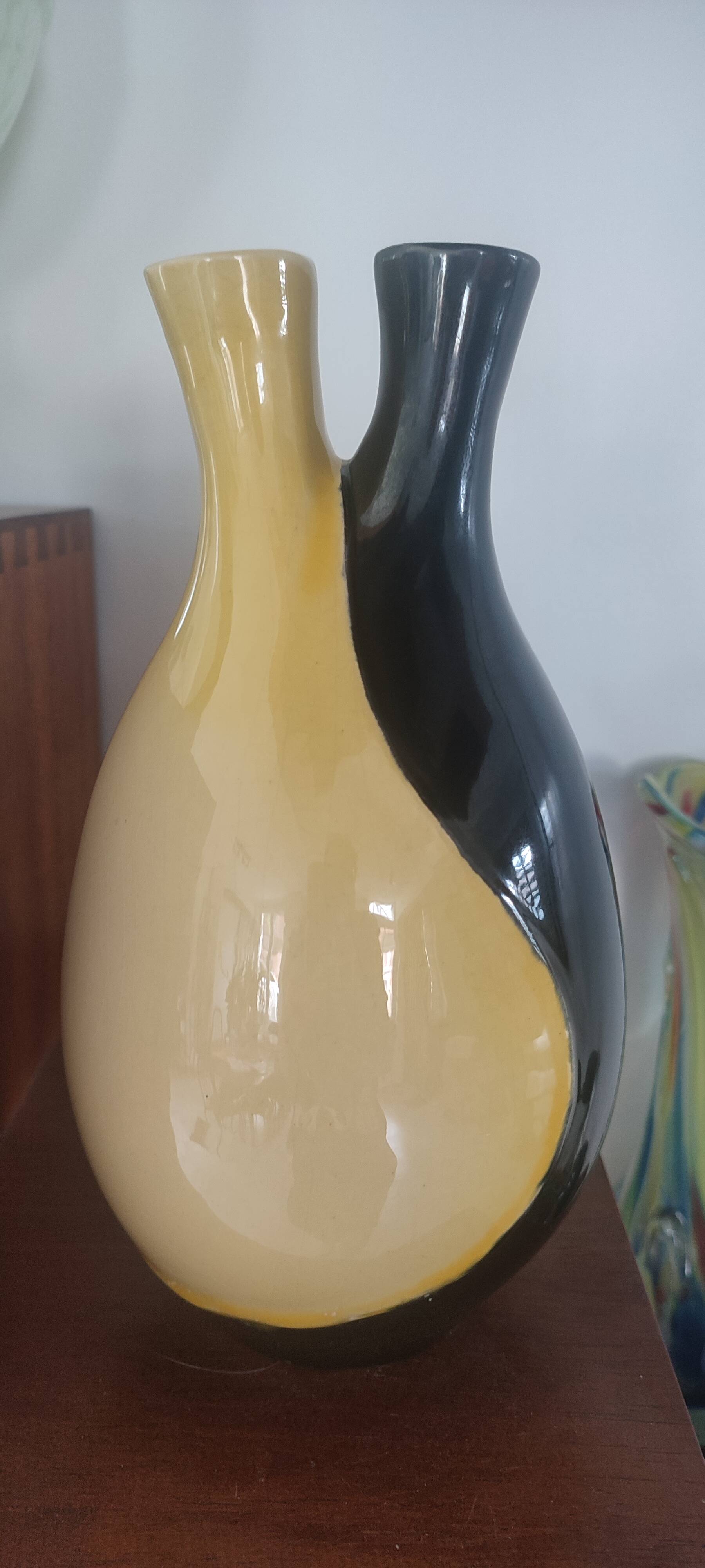 Two-necked vase Vintage ceramic 1964.