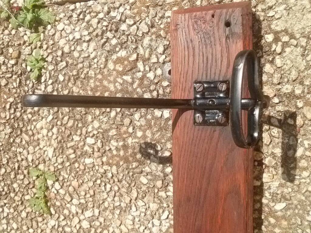 Metal and solid wood hooks, vintage