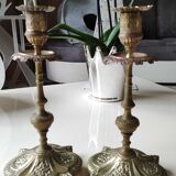 Paire de bougeoirs flambeaux XIXème siècle
