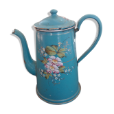 Cafetiere ancienne émaillée motifs fleurs