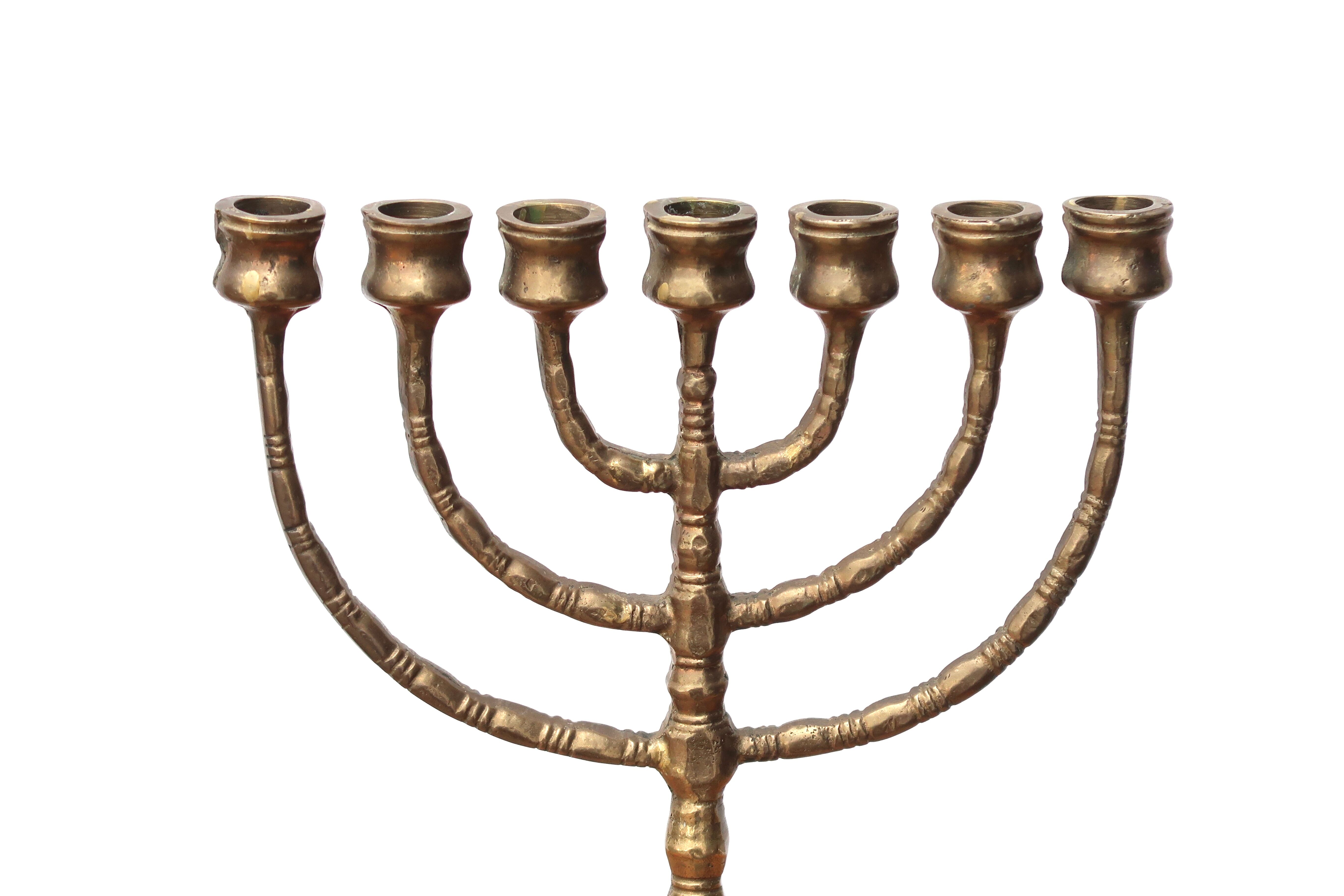 Menorah candle holder in brass or bronze, 60s