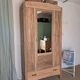 Bonnetière parisienne ancienne avec miroir en bois brut restauré