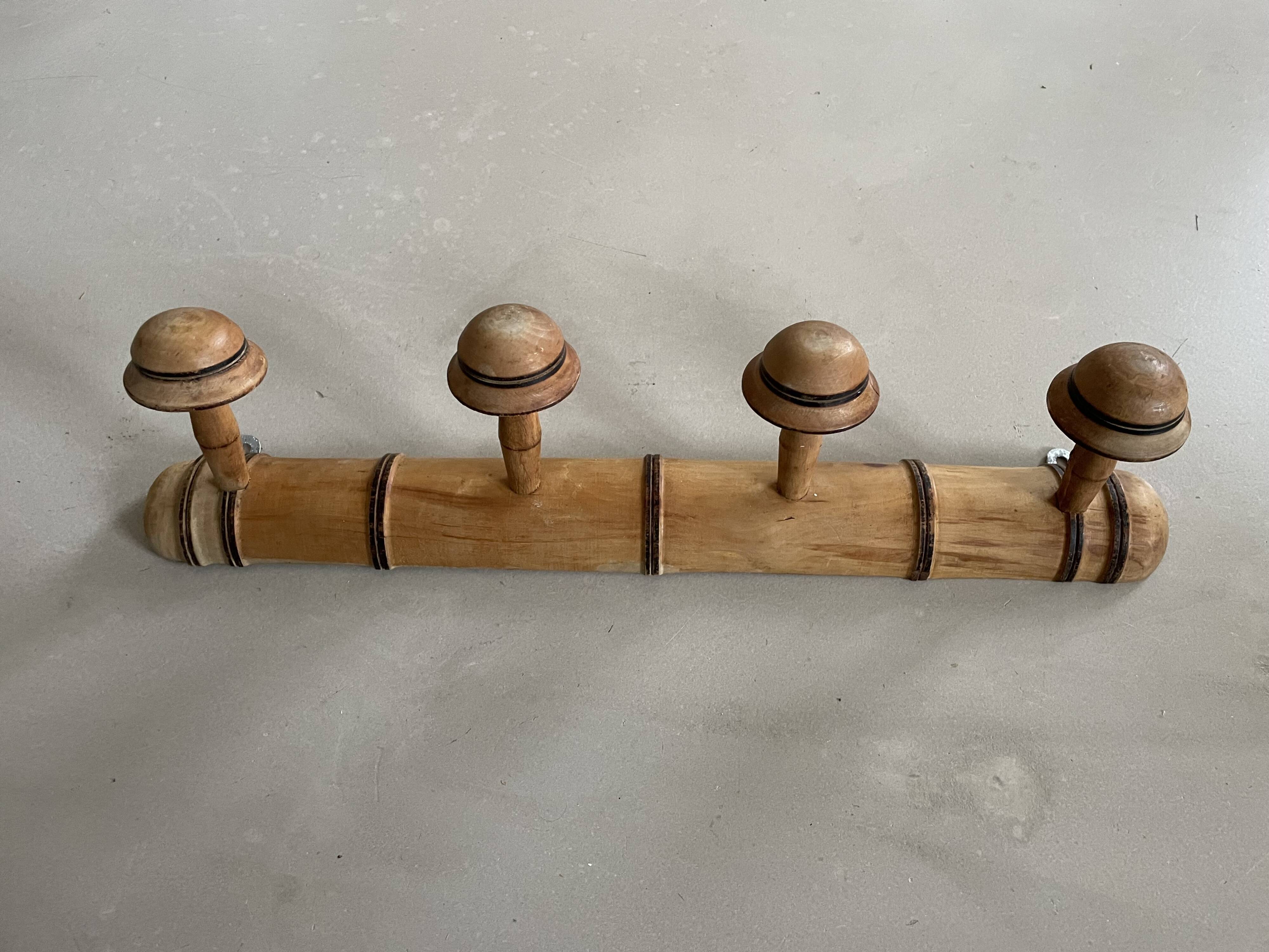 Vintage wooden wall coat rack