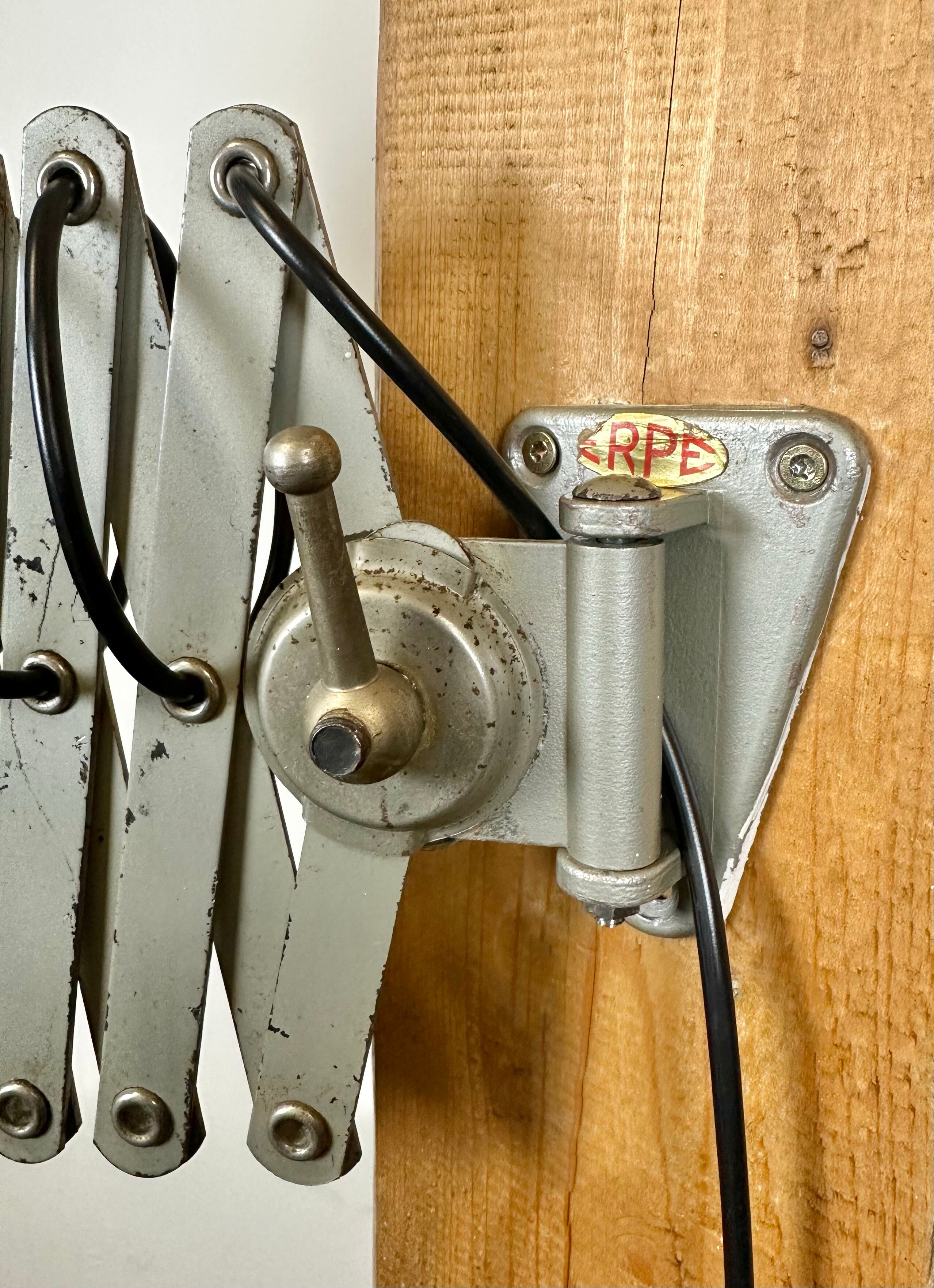 Grey industrial scissor wall lamp from erpe, 1960s