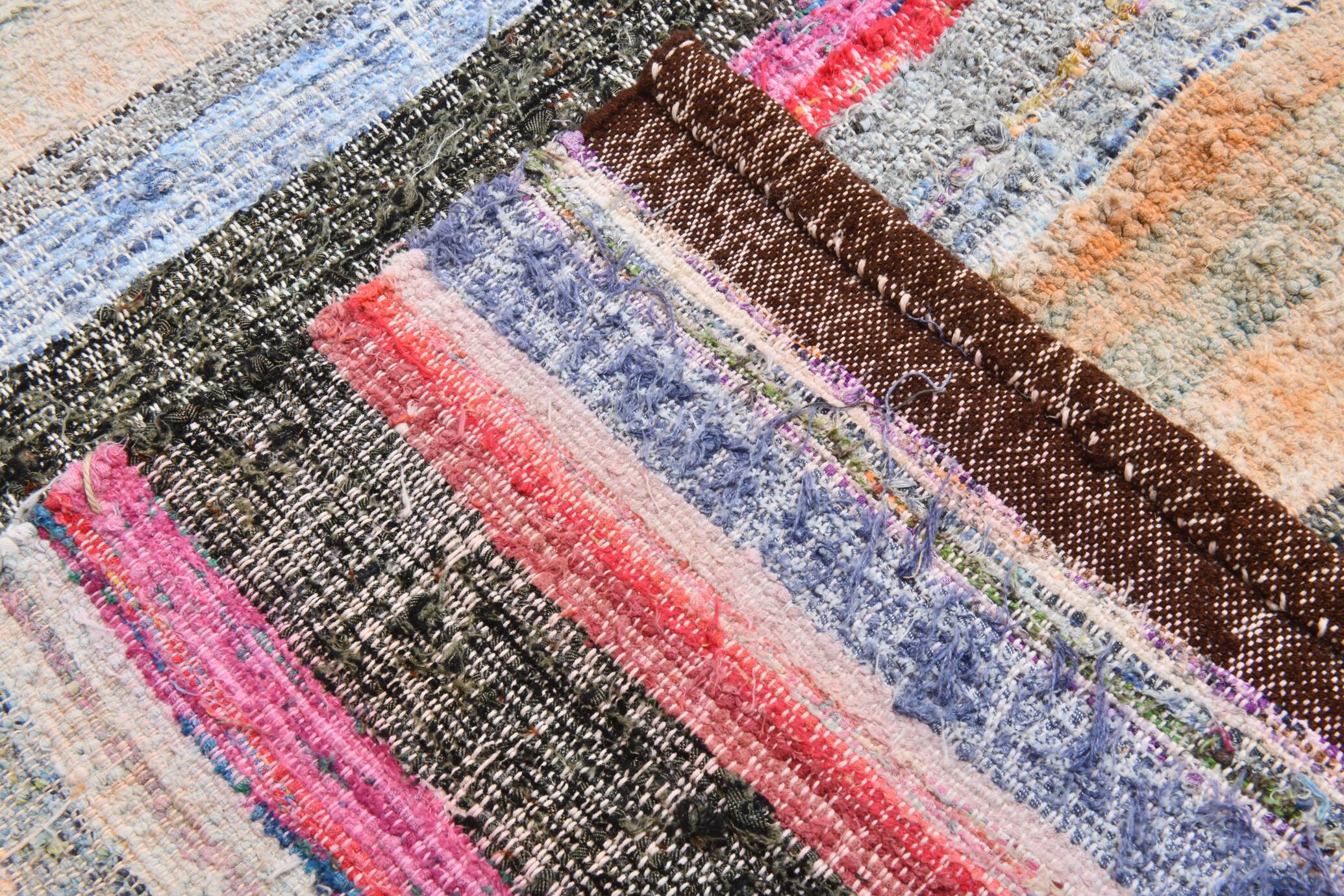 Multicolor Striped Modern Kilim Rug, 161x220Cm