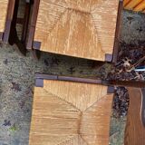 6 Guillerme and Chambron straw wood chairs