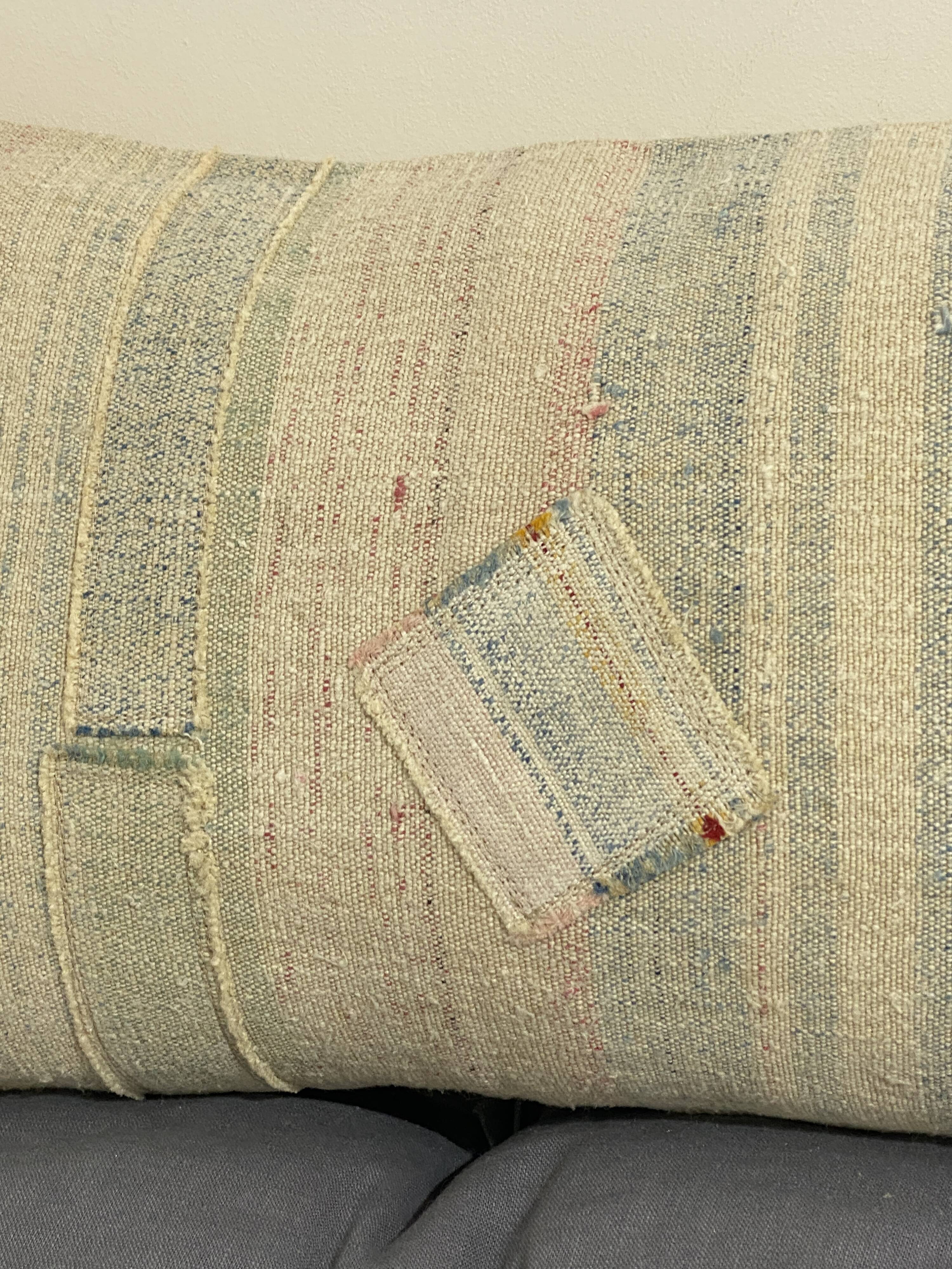 Cushion in vintage canvas Kilim style