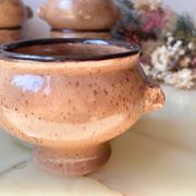 9 Vintage Emile Henry Speckled Beige Ceramic Lion Head Bowls Made in France