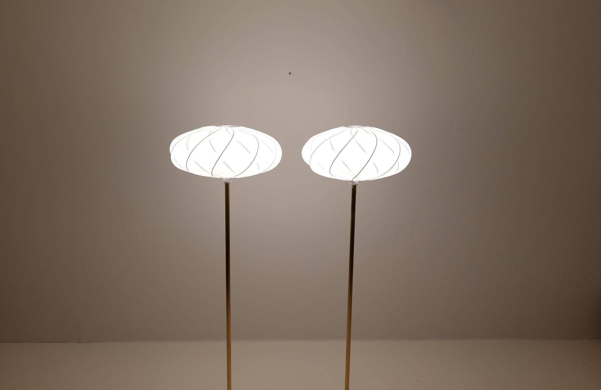 Modern Scandinavian floor lamps in brass "ENCO", Sweden, 1970s