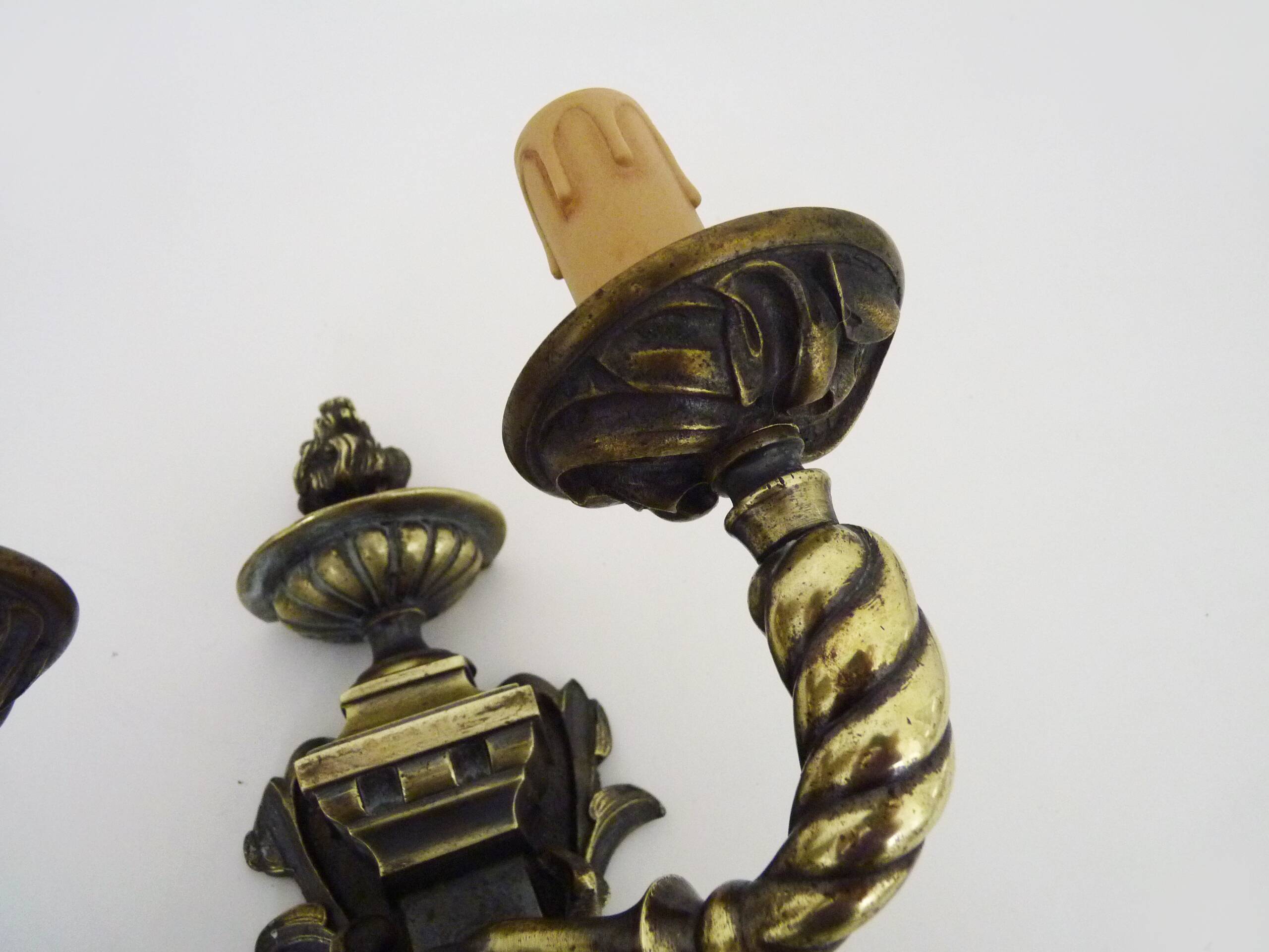 Pair of Satyr wall lights in bronze Napoleon III 19th century