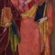 Peinture à la détrempe ancienne sur panneau avec des saints, 19ème siècle