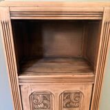 Small Art Deco jam cabinet in carved blonde oak