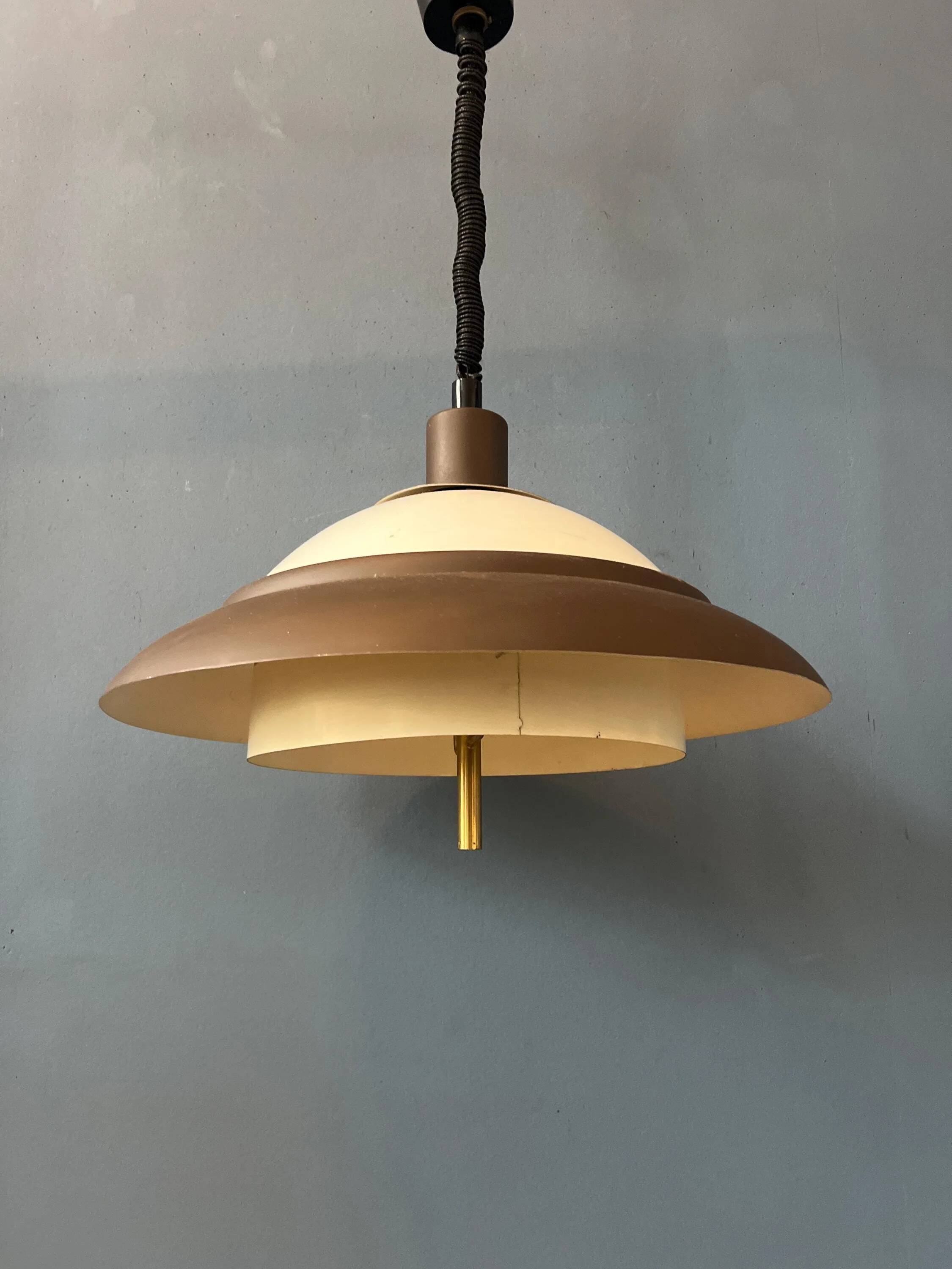 Mid-century brown and beige Dijkstra Space Age suspension