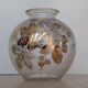 Frosted Glass Ball Vase with Golden Botanical Decoration — Signed Adat — Circa 1950