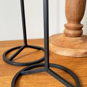 Bougeoirs teck et acier vintage