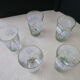 Set of 5 old glasses cups screen-printed décor signed SN Souchon Neuvesel