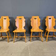 Vintage rustic dining chairs, set of 4 - 1960s