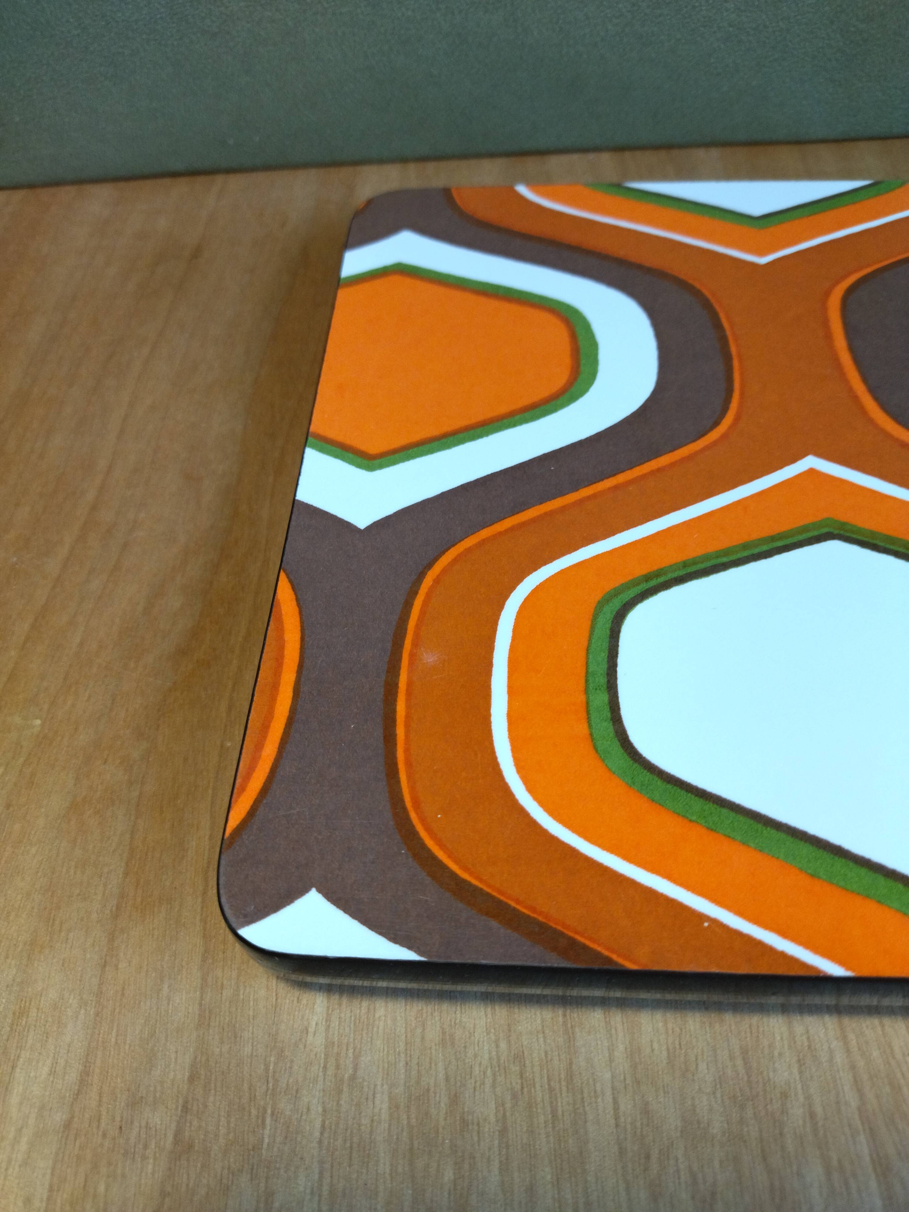 Vintage formica orange and white underside