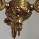 Quality Stamped Bronze French Mid-Century 3-Light Traditional Chandelier