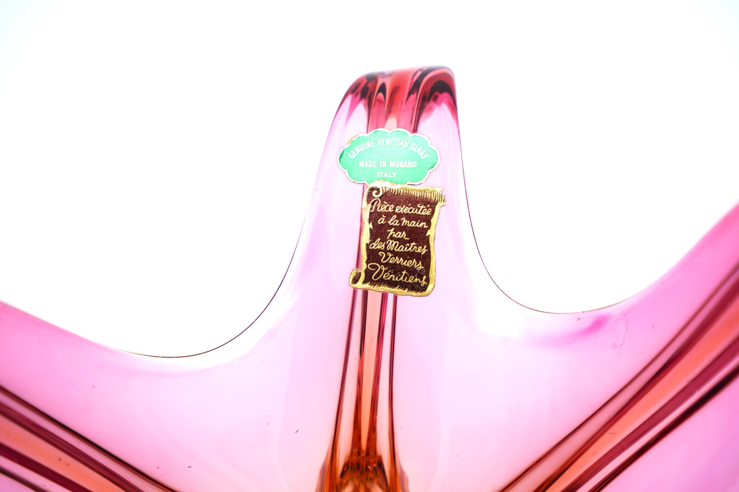 "Starfish" bowl by Murano – Fuchsia Pink & Amber – Circa 1960