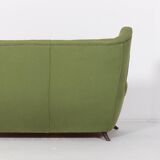 Canapé à oreilles en tissu vert par Paolo Buffa, Italie années 1950