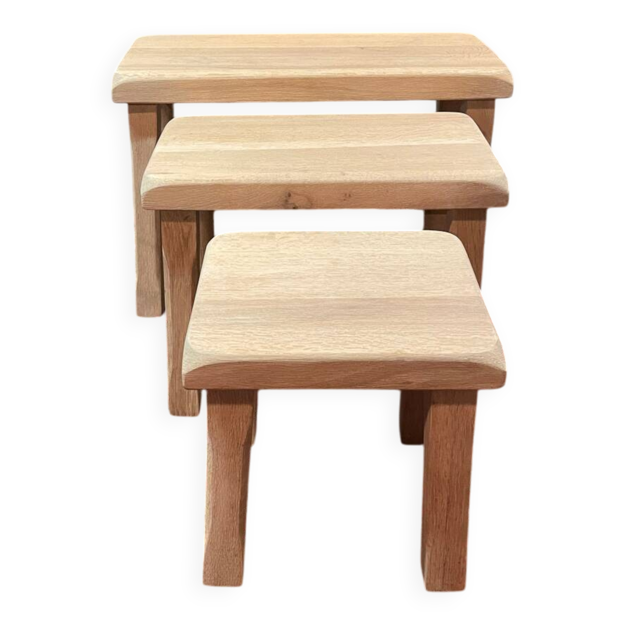 Vintage light wood nesting trio table