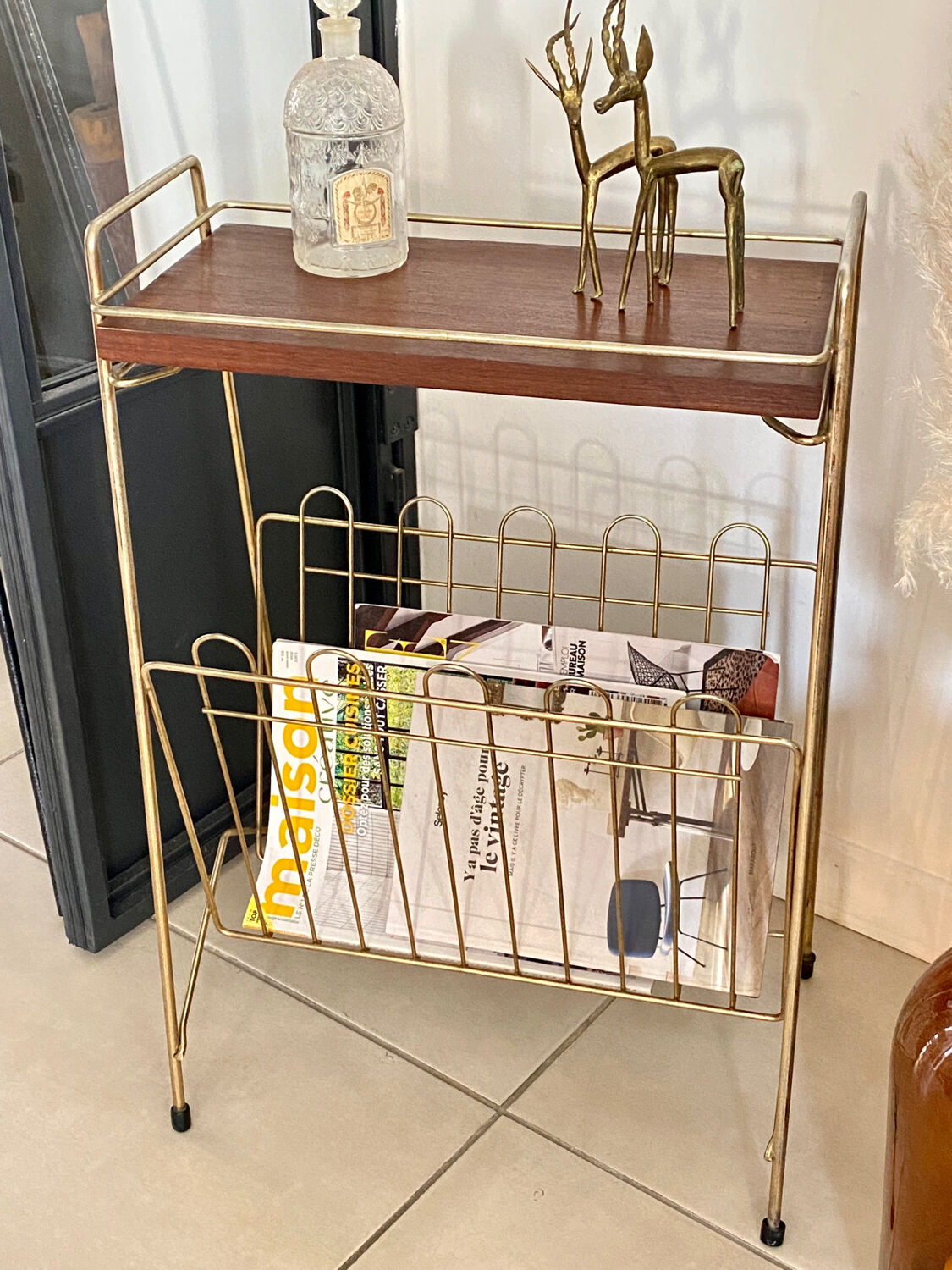 Vintage brass magazine table