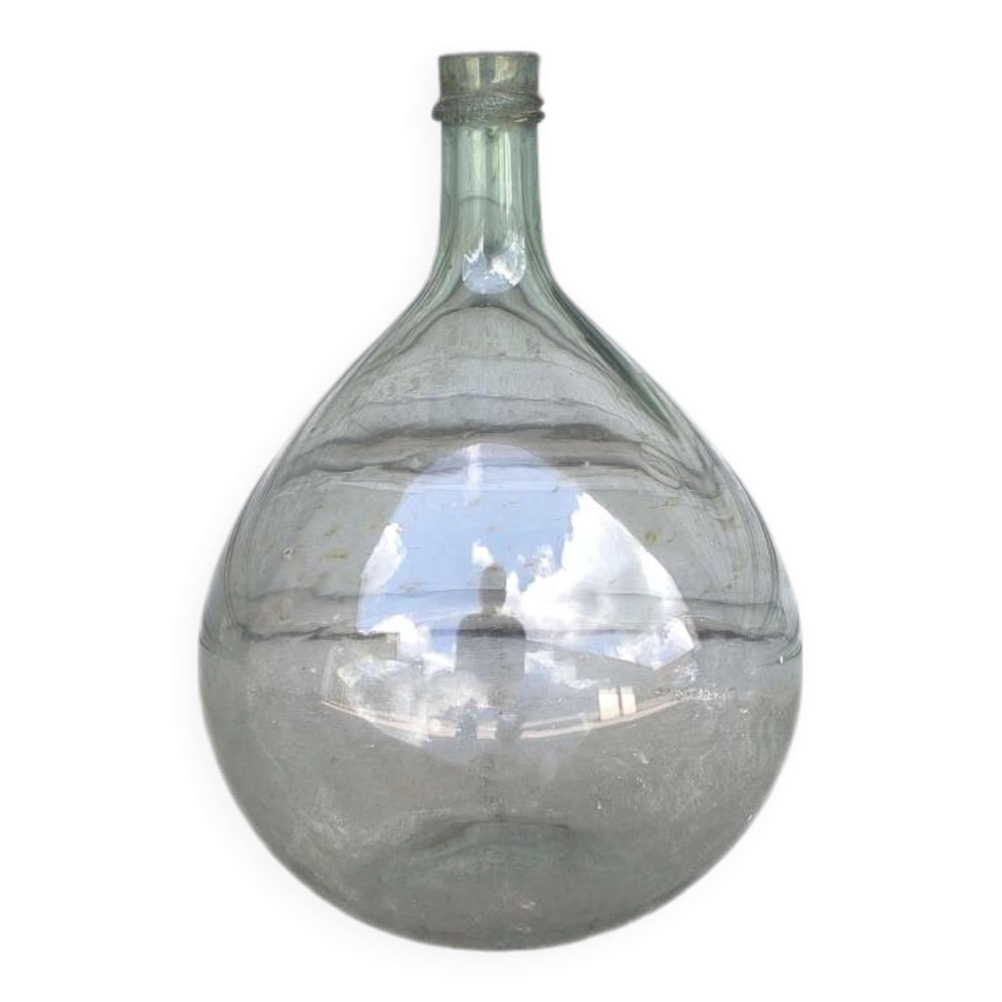 Green demijohn in blown glass