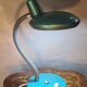 Italian design desk lamp, green metal, Fase style, 1970s, adjustable, flexible